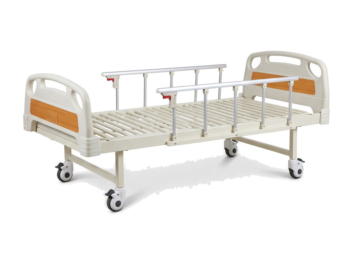 2-Function Clinical Care Bed - Side profile with rails